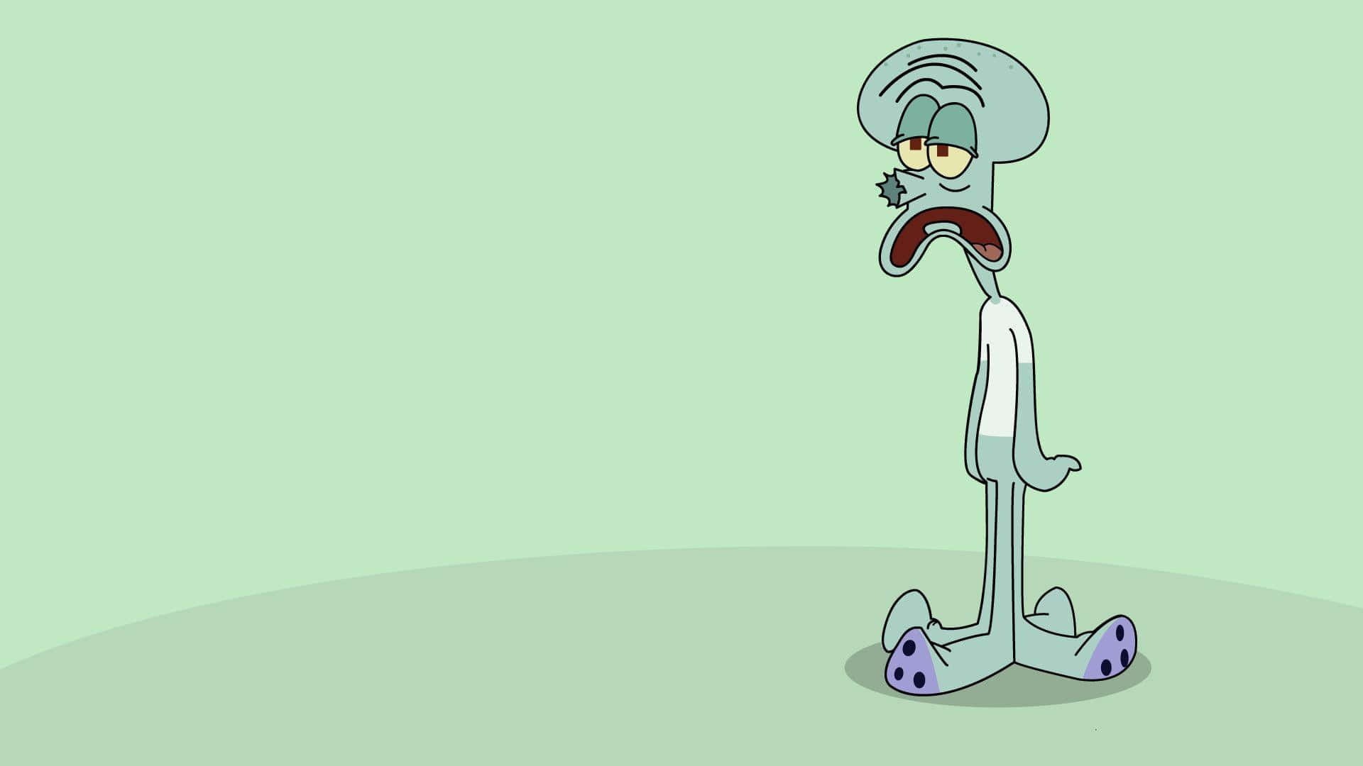 A Cartoon Character Is Standing On A Green Background Background