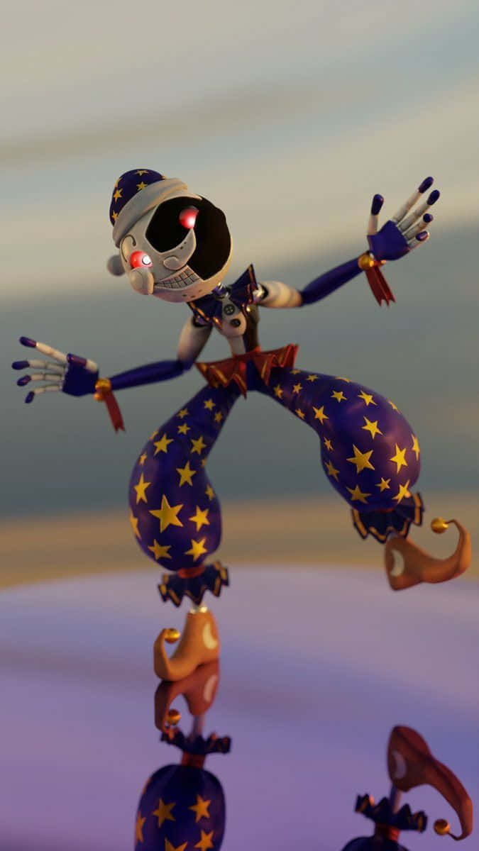 A Cartoon Character Is Standing On A Starry Sky Background