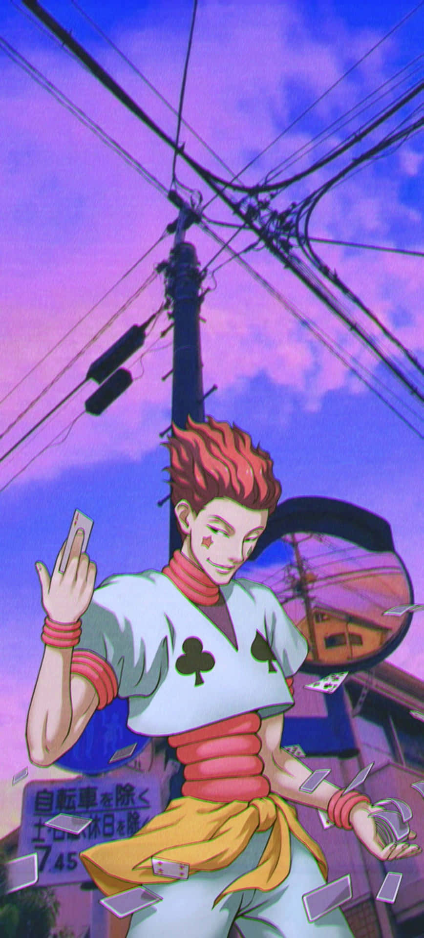 A Cartoon Character Is Standing On A Street With Wires Background