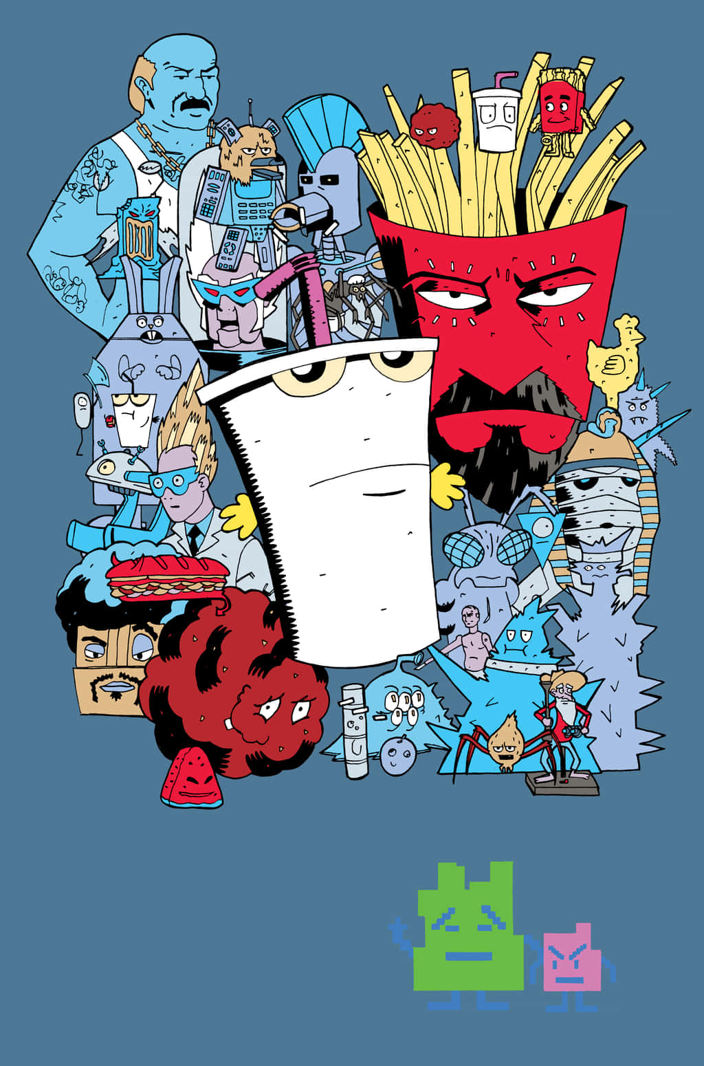 A Cartoon Character Is Surrounded By Other Cartoon Characters