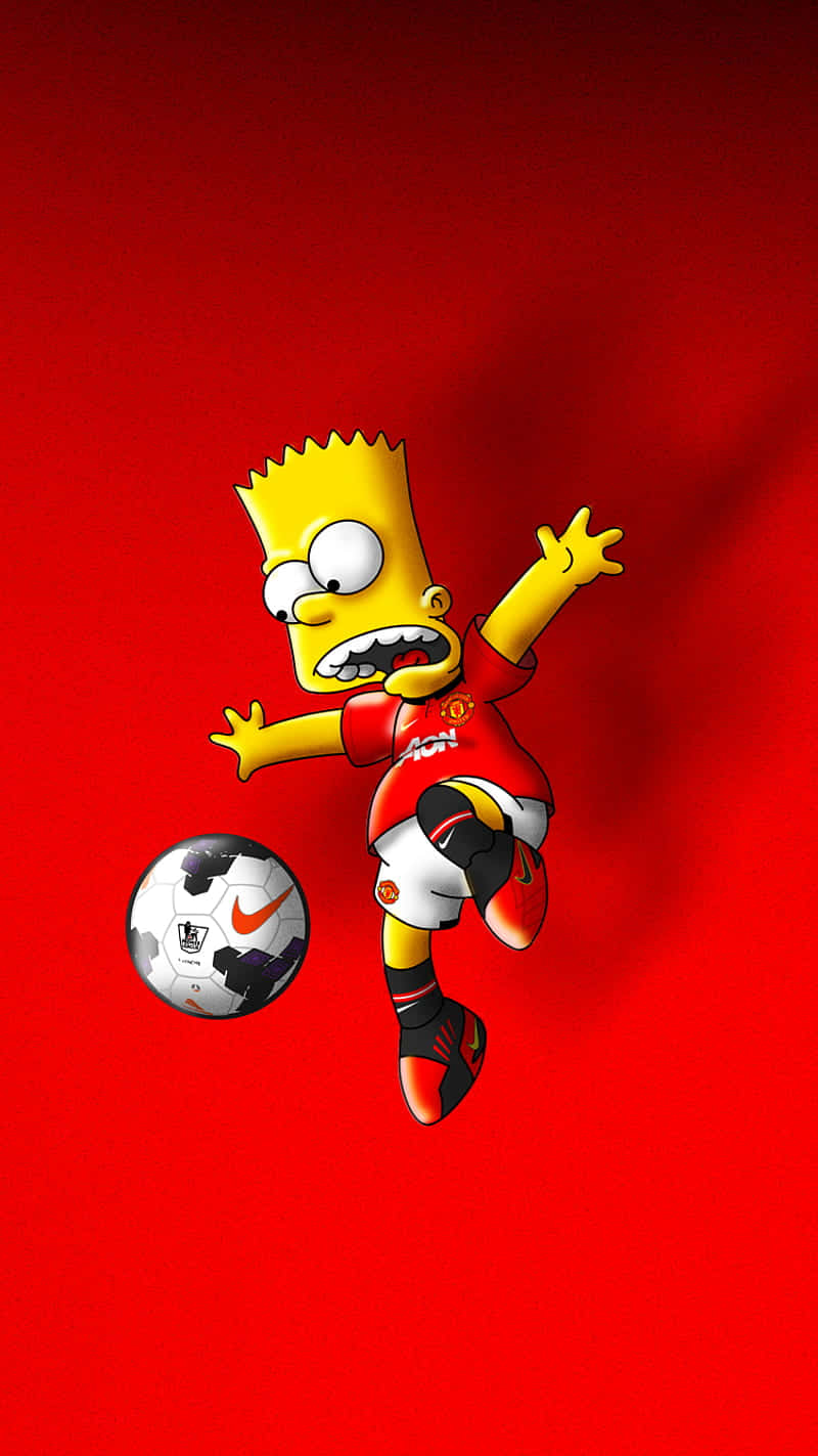 A Cartoon Character Kicking A Soccer Ball Background