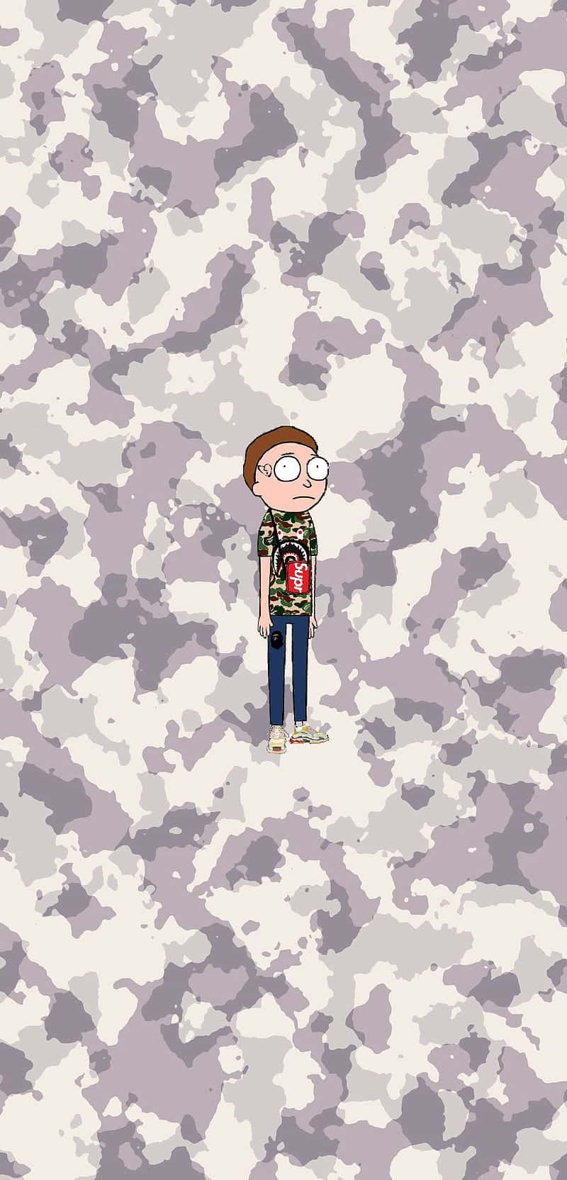 A Cartoon Character Standing On A Camouflage Background