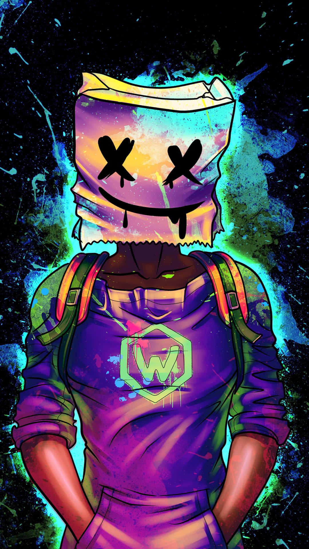 A Cartoon Character With A Bag On His Head Background