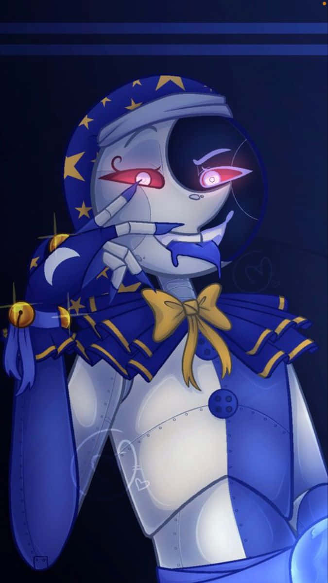 A Cartoon Character With A Blue And White Outfit Background