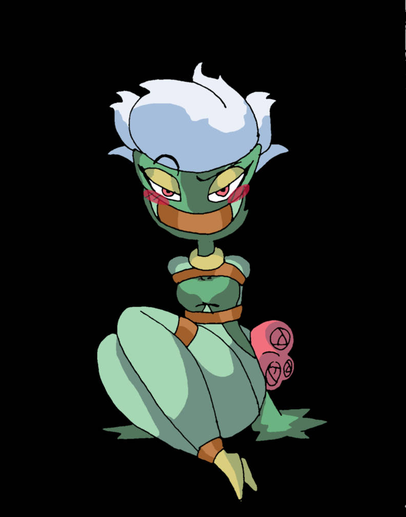 A Cartoon Character With A Green Hair And A Pink Flower