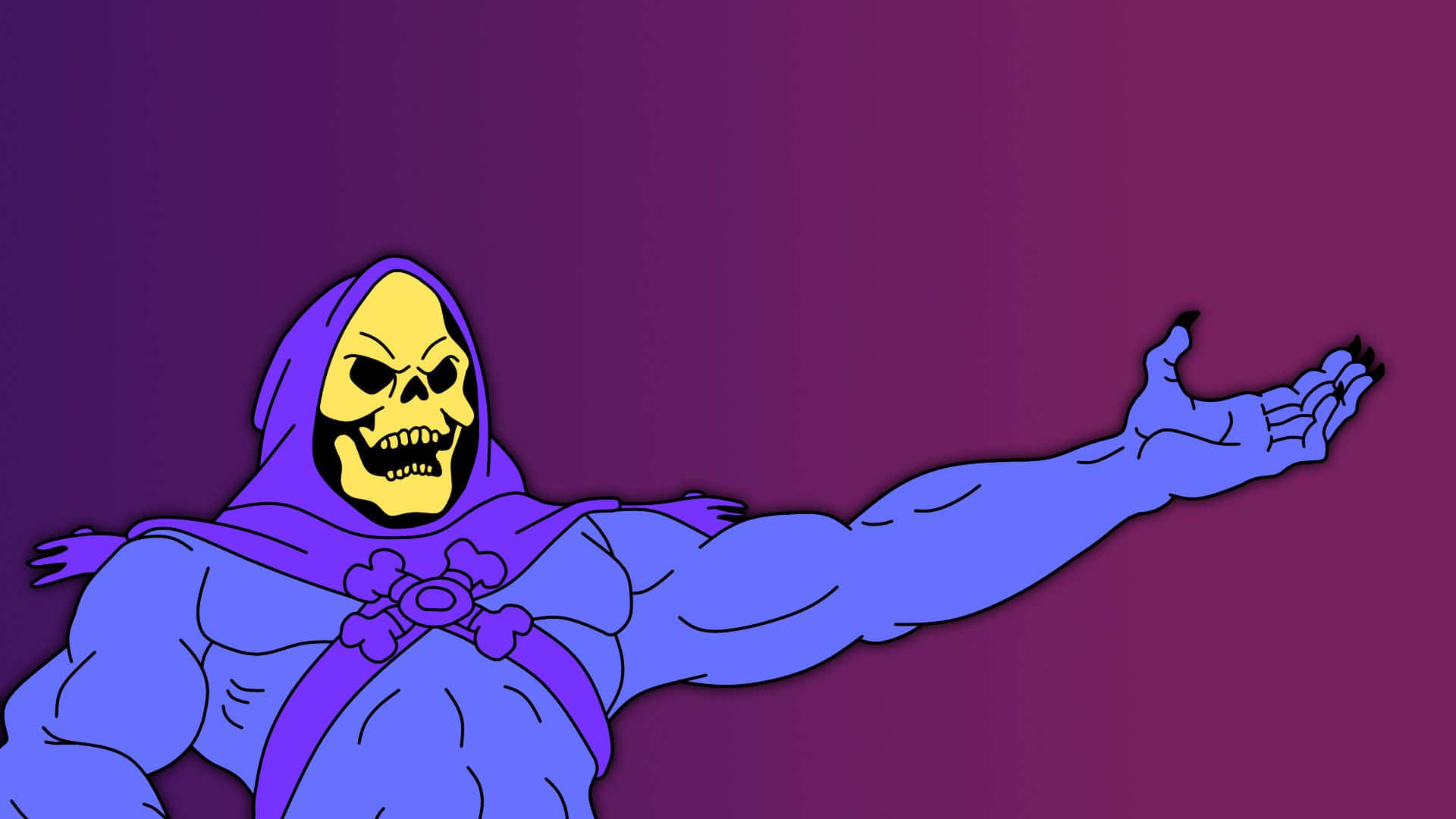 A Cartoon Character With A Purple And Blue Background