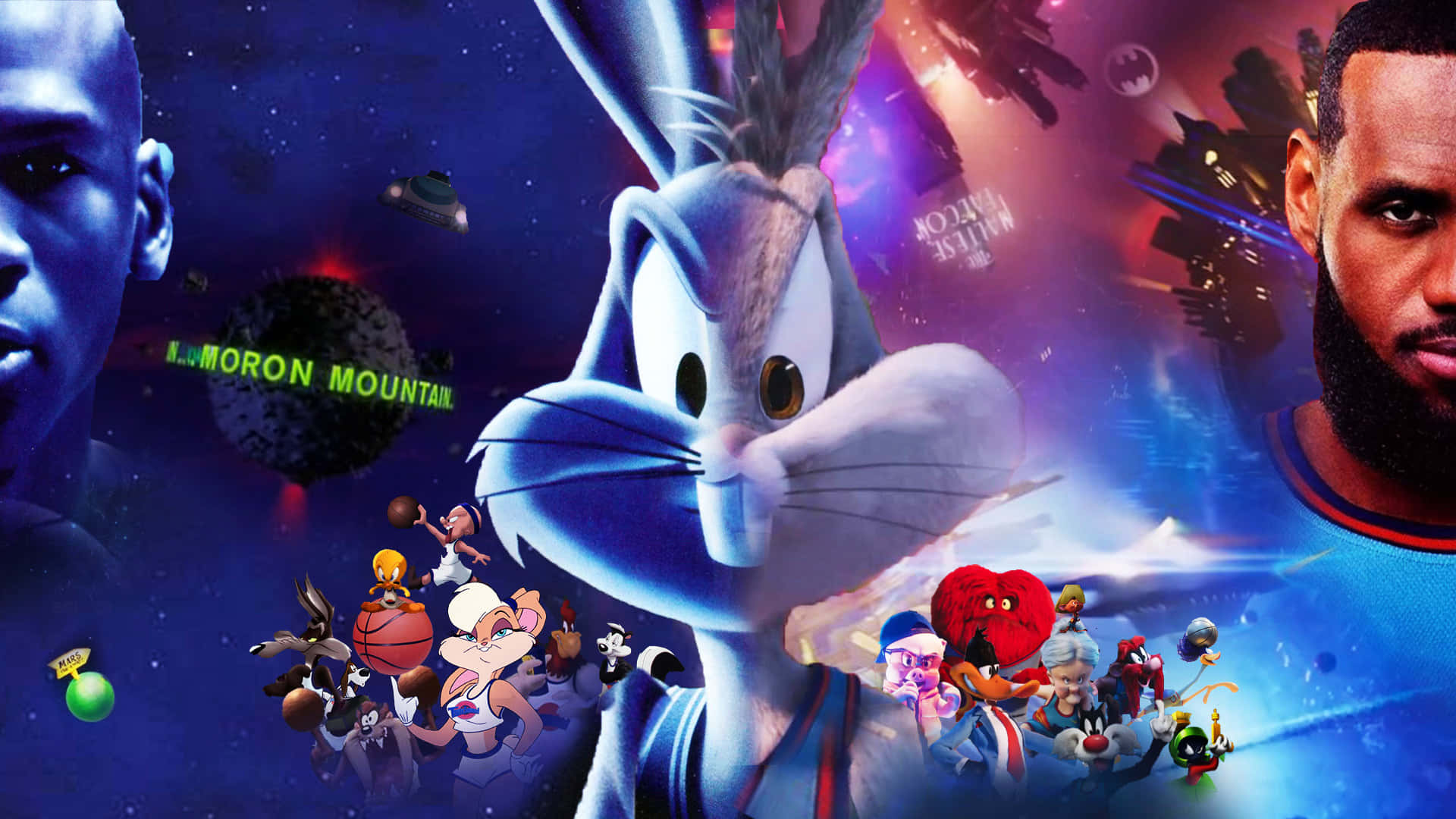 A Cartoon Character With A Rabbit And A Basketball Background