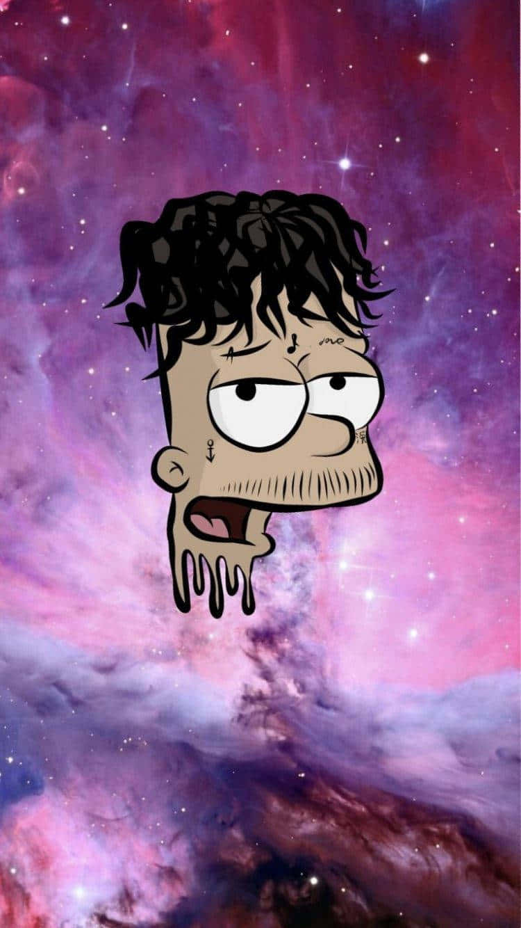 A Cartoon Character With A Space Background Background