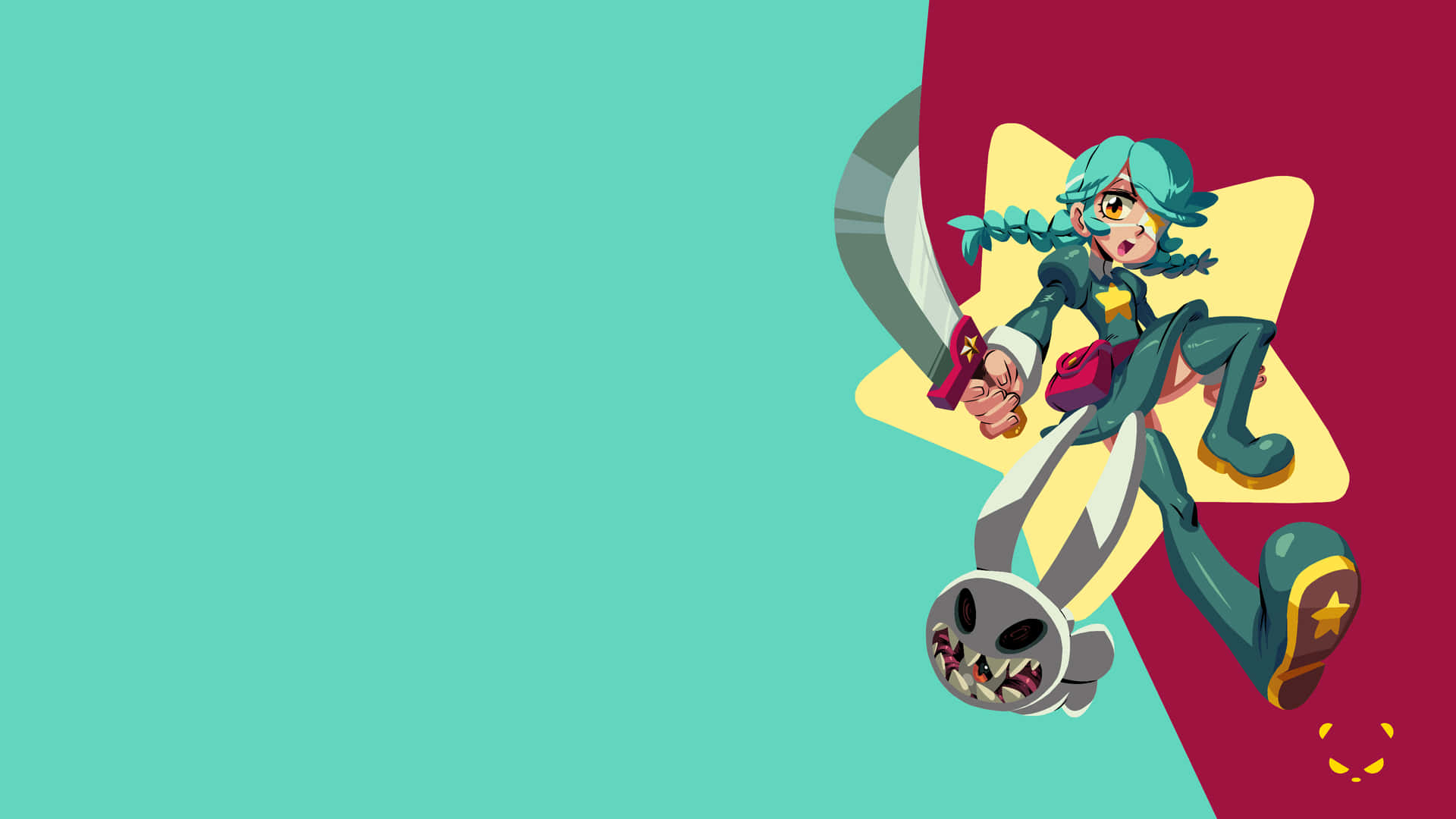A Cartoon Character With A Sword And A Knife Background