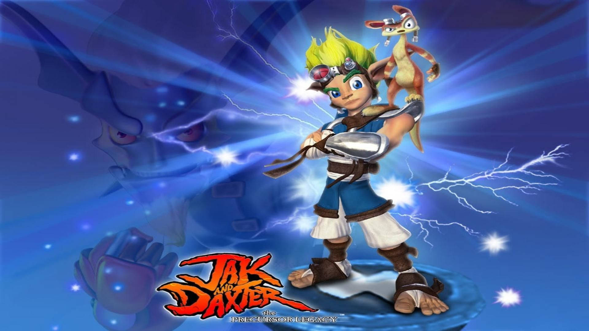 A Cartoon Character With A Sword And A Lightning Bolt Background