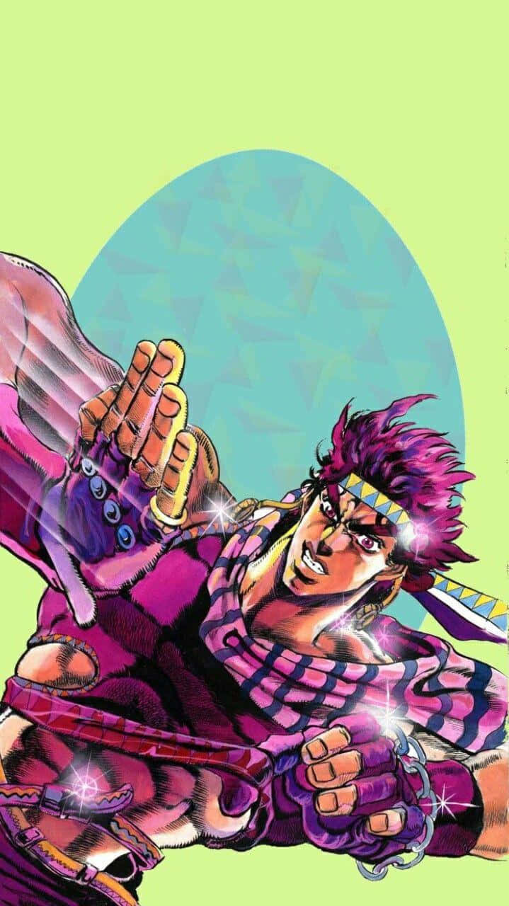 A Cartoon Character With A Sword And A Pink Shirt Background