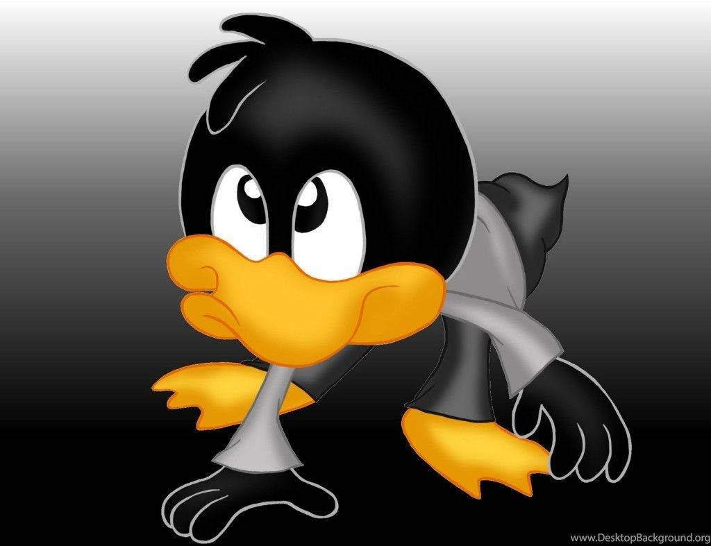 A Cartoon Character With Black And White Feathers Background