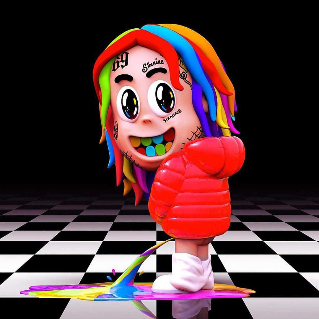 A Cartoon Character With Colorful Hair And Dreadlocks Background