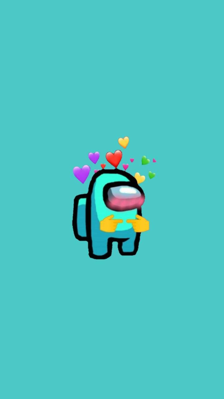 A Cartoon Character With Hearts On His Head Background