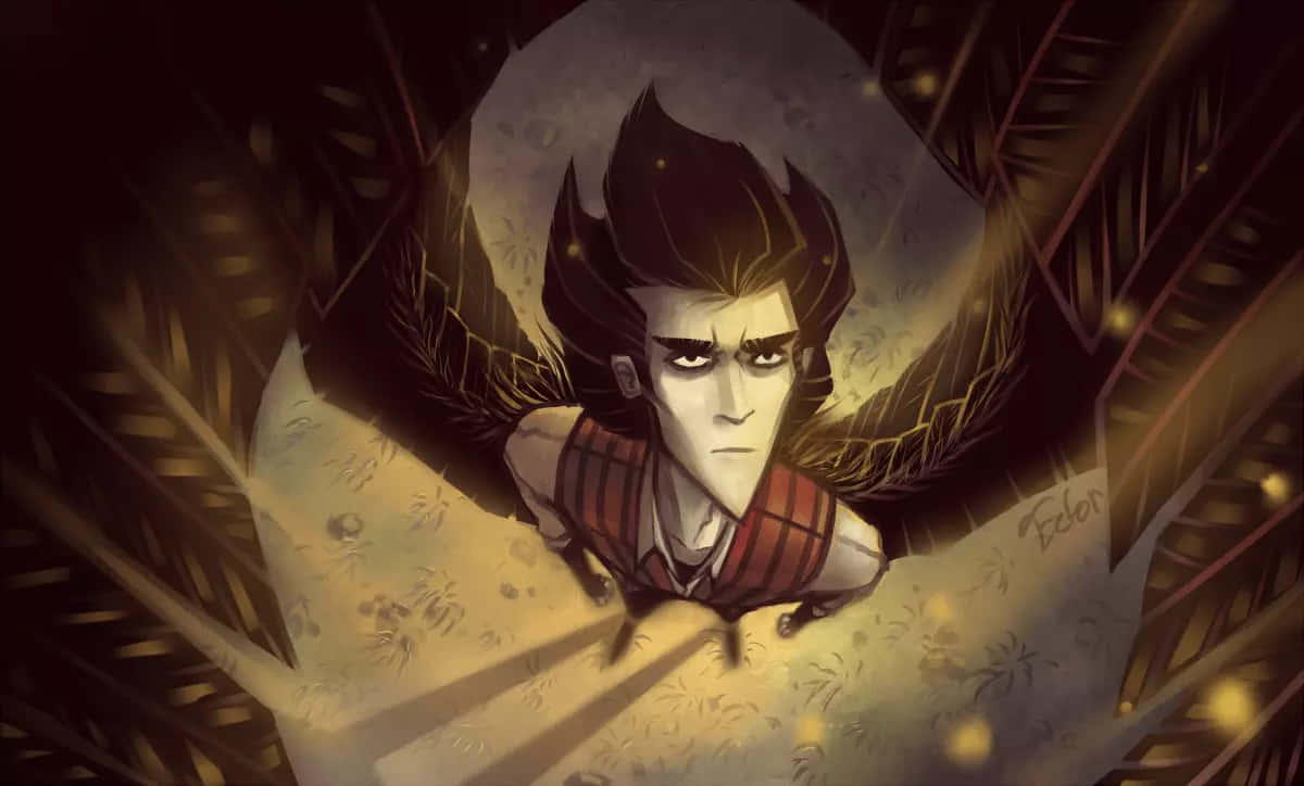 A Cartoon Character With Long Hair And Wings Background