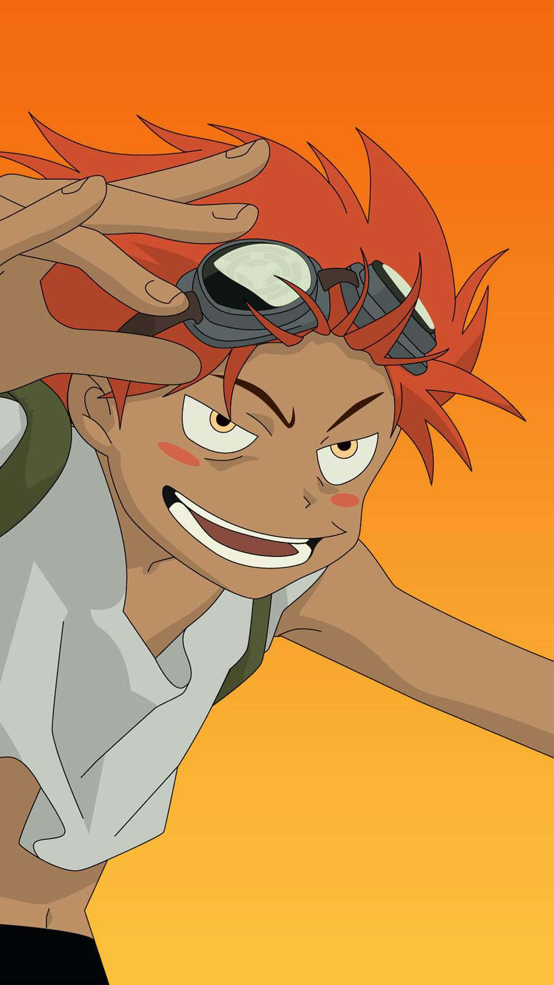 A Cartoon Character With Red Hair And Glasses Background