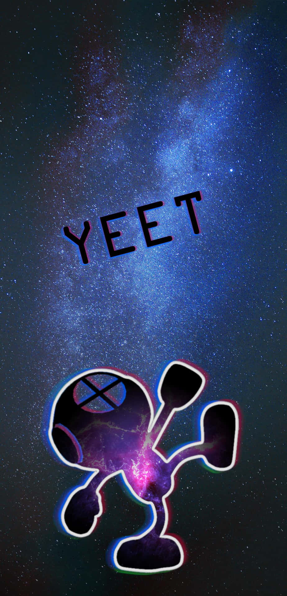 A Cartoon Character With The Word Yeet On It Background