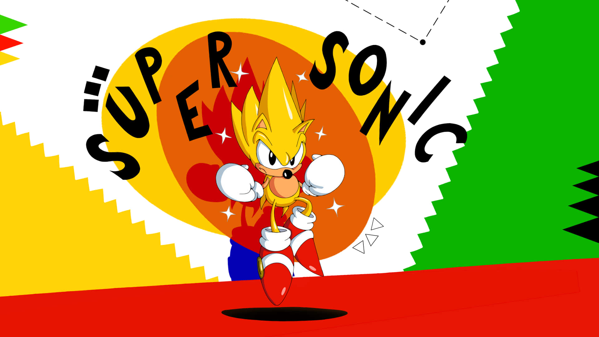 A Cartoon Character With The Words Super Sonic Background