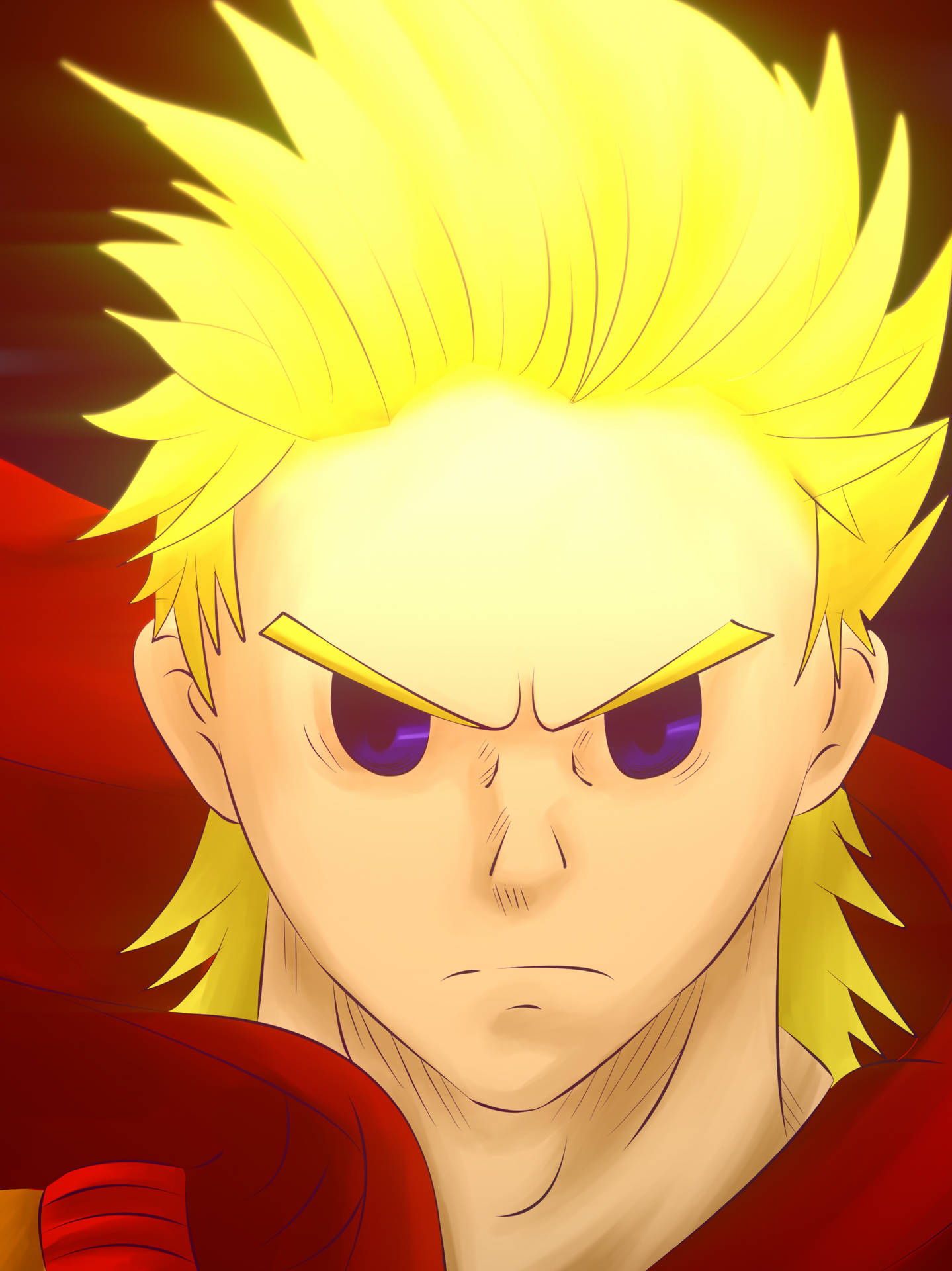 A Cartoon Character With Yellow Hair And A Red Cape Background