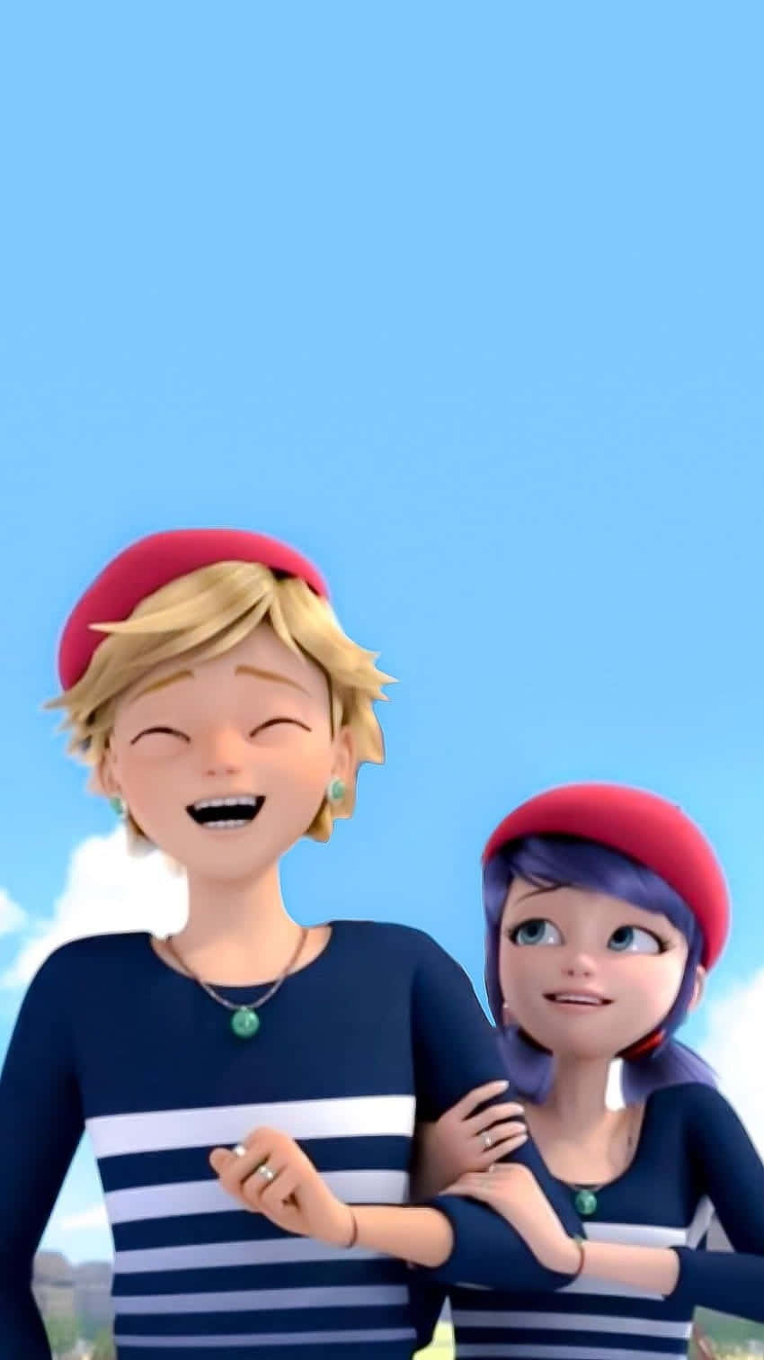 A Cartoon Couple In A Red Shirt And A Red Hat Background