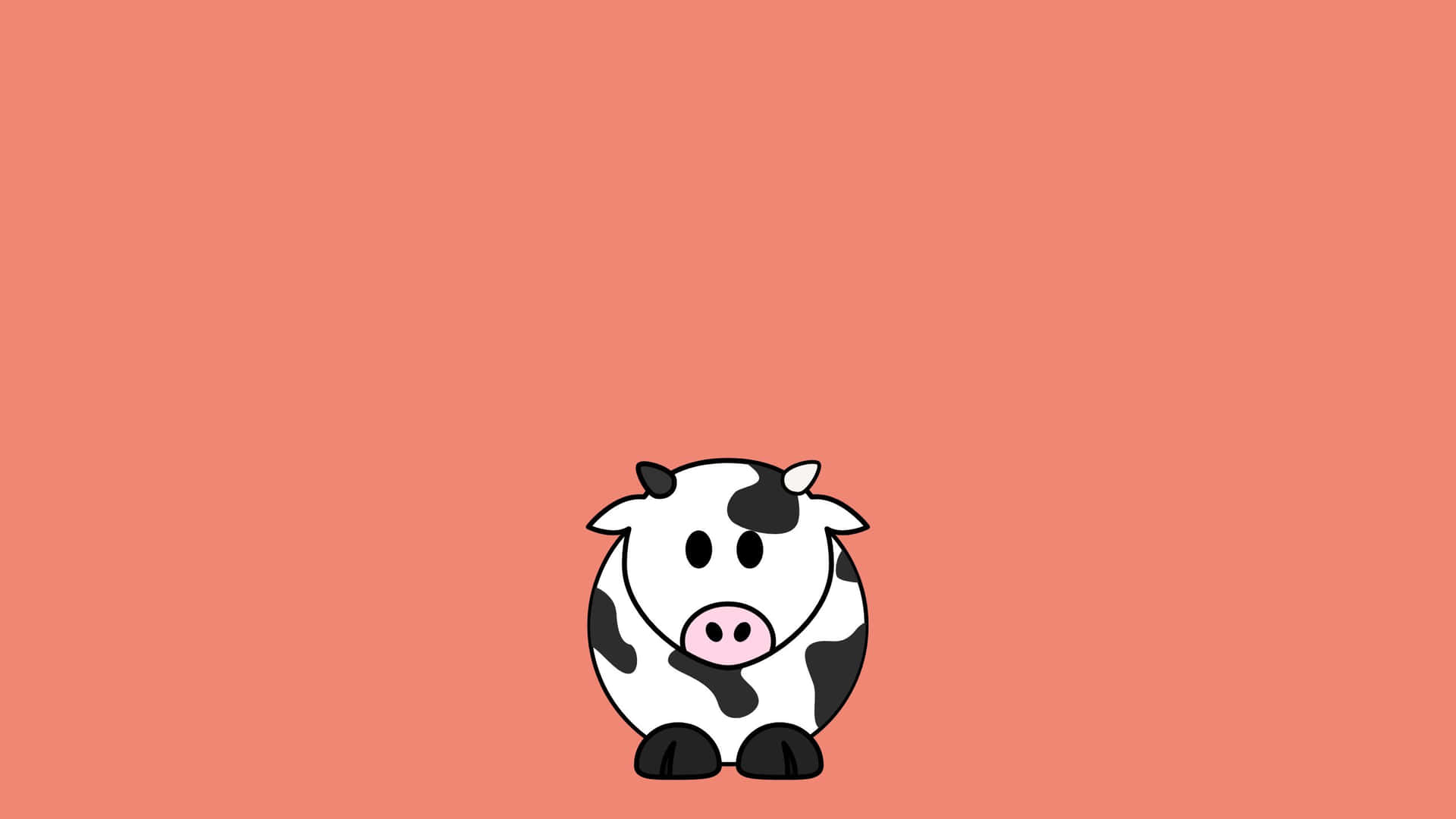 A Cartoon Cow Standing On A Pink Background