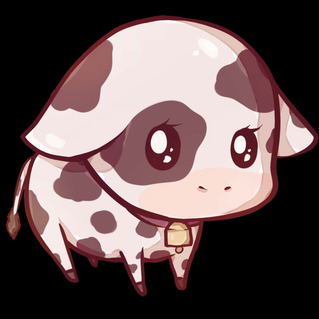 A Cartoon Cow With A Collar