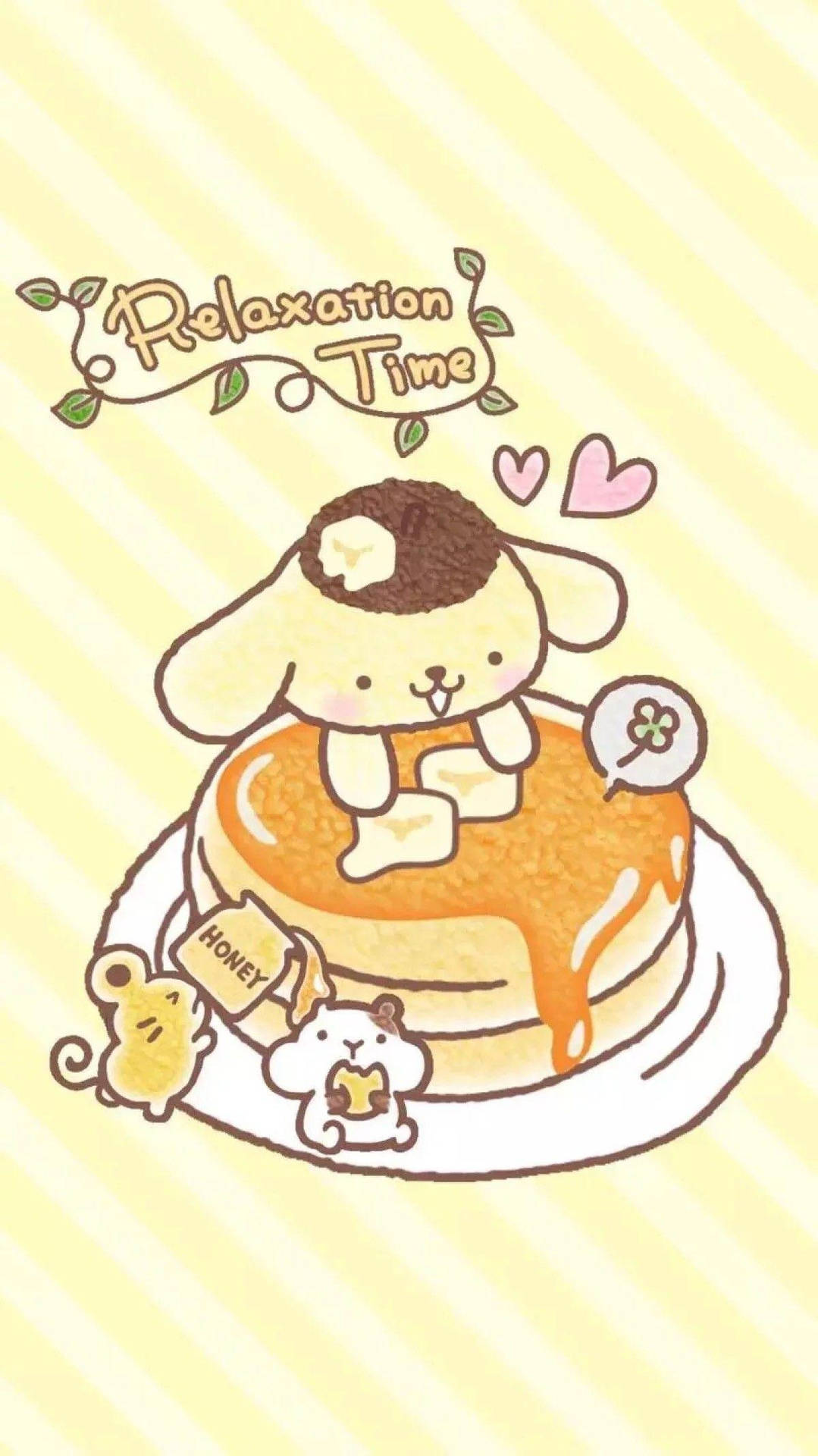 A Cartoon Dog Is Sitting On A Pancake With A Teddy Bear Background