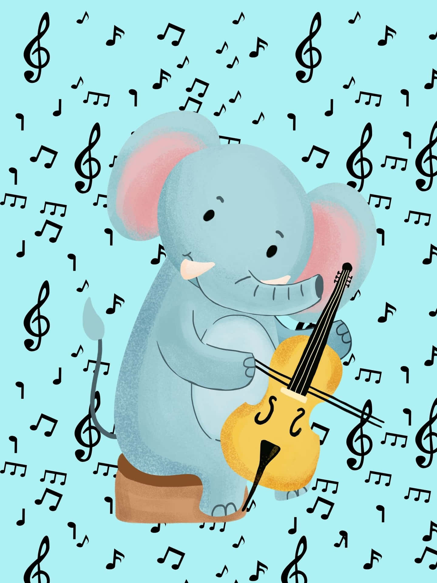 A Cartoon Elephant Playing A Cello