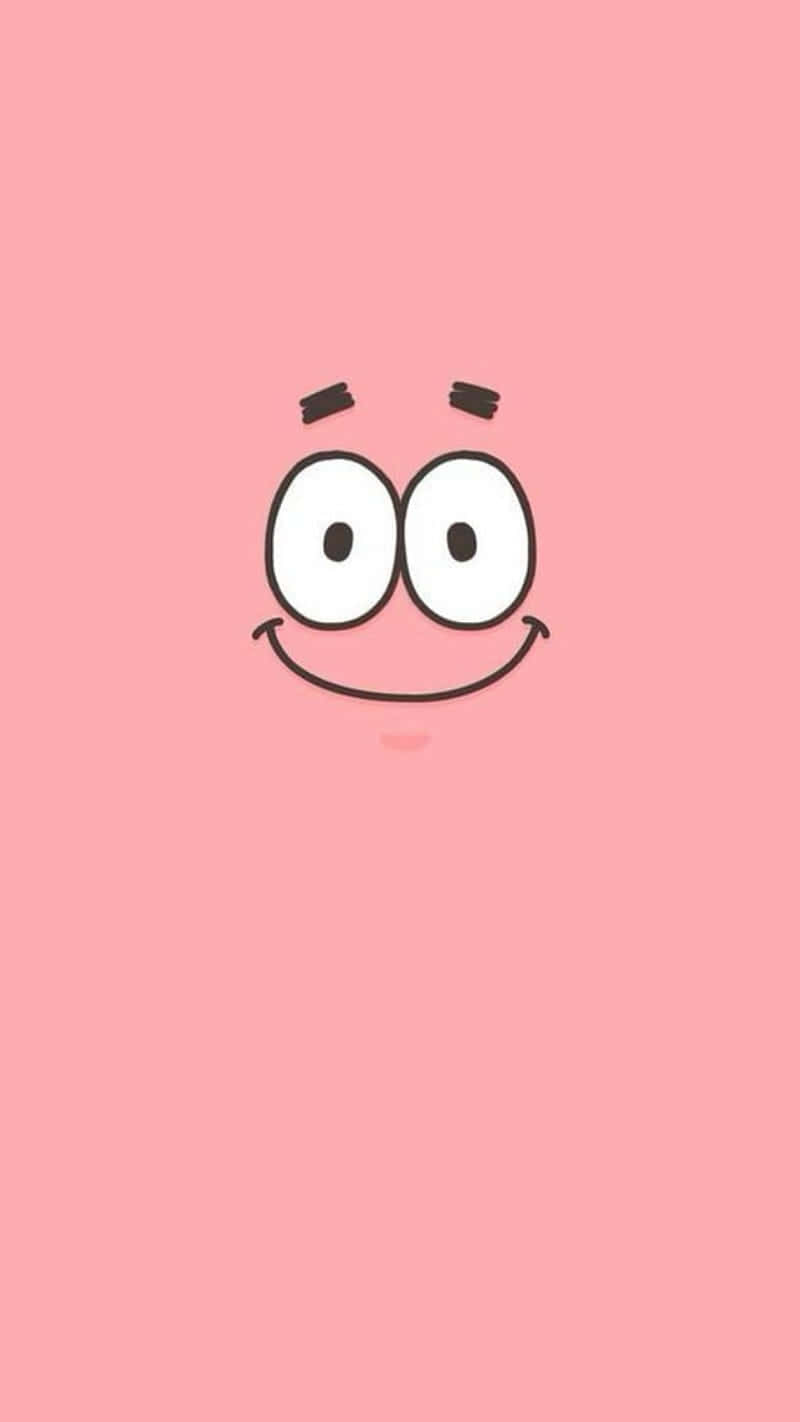 A Cartoon Face With Big Eyes On A Pink Background Background