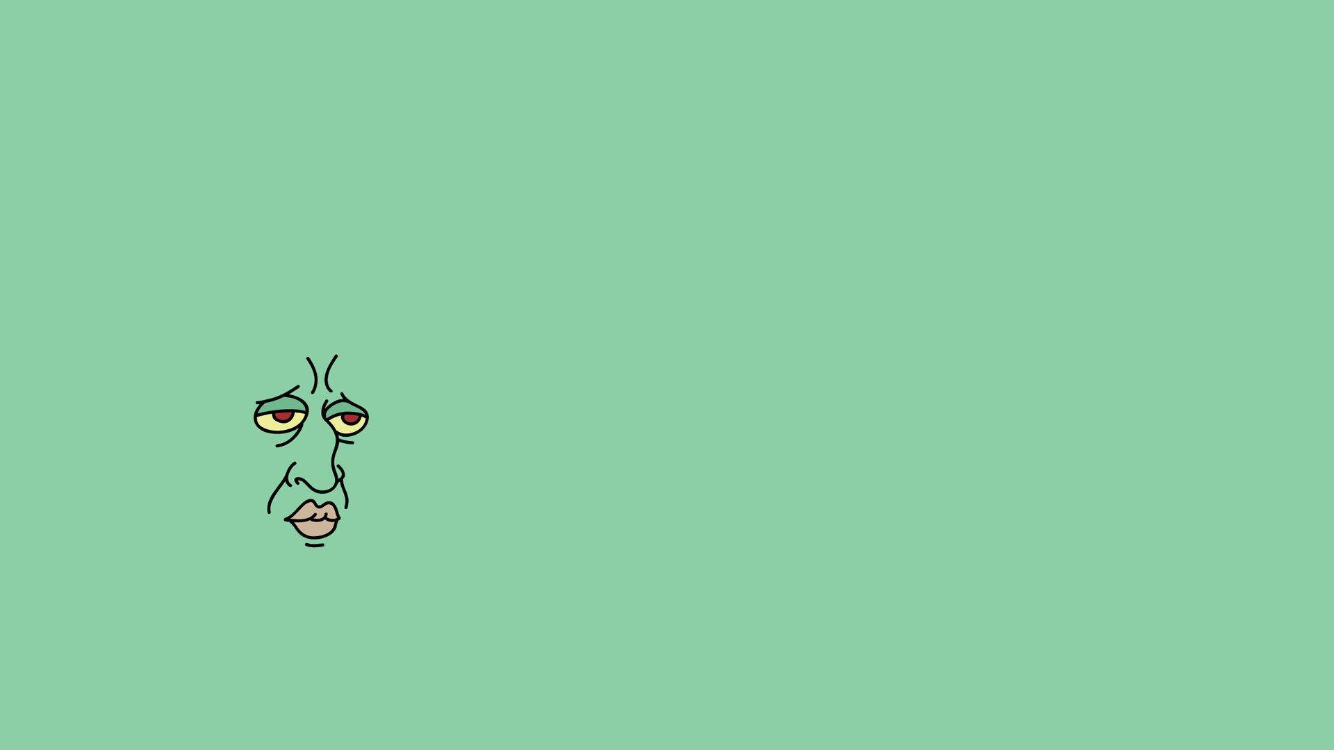 A Cartoon Face With Eyes On A Green Background Background