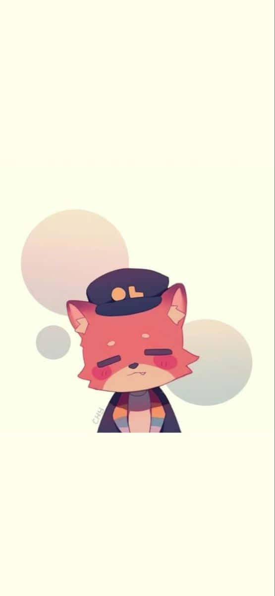 A Cartoon Fox In A Hat And A Speech Bubble Background