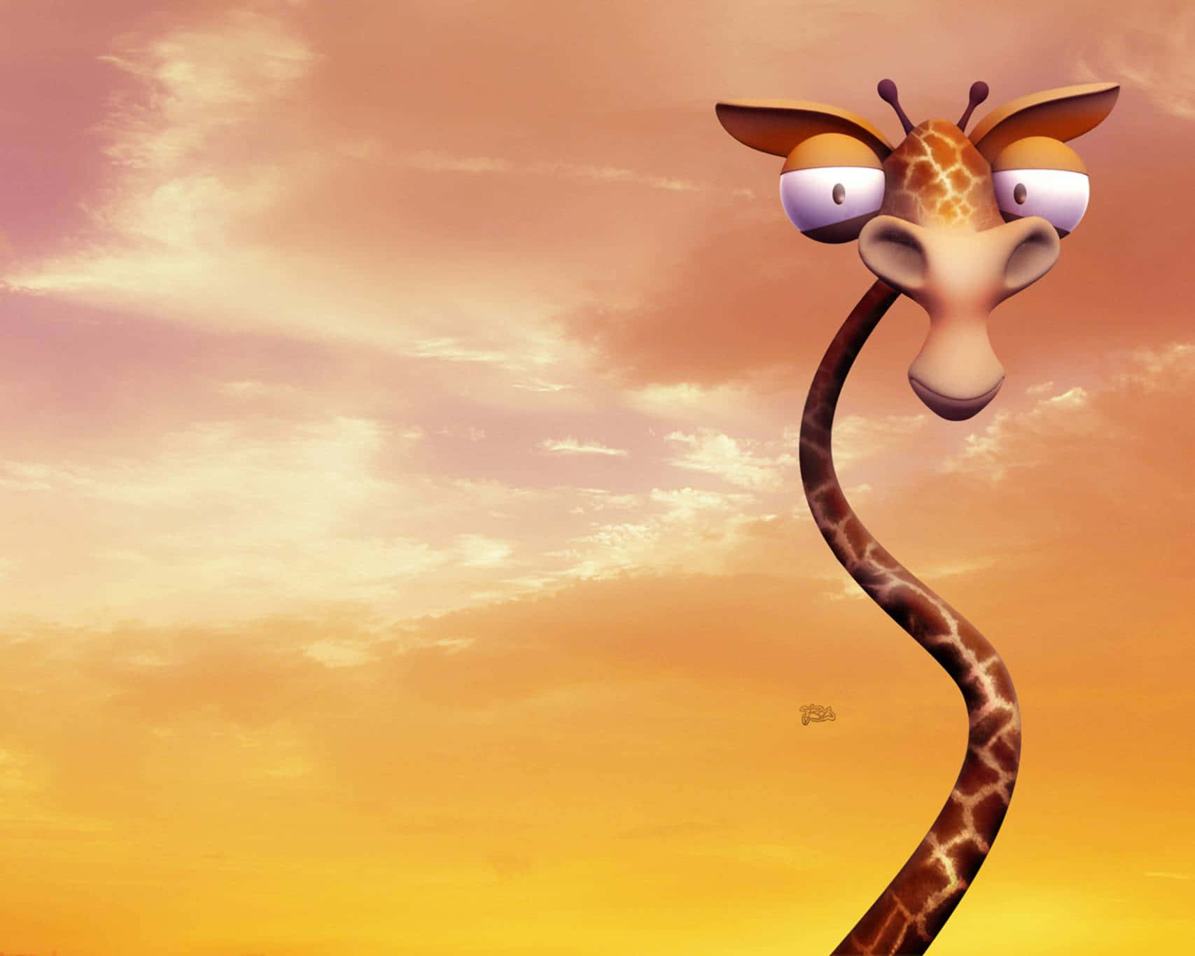 A Cartoon Giraffe Standing In The Desert