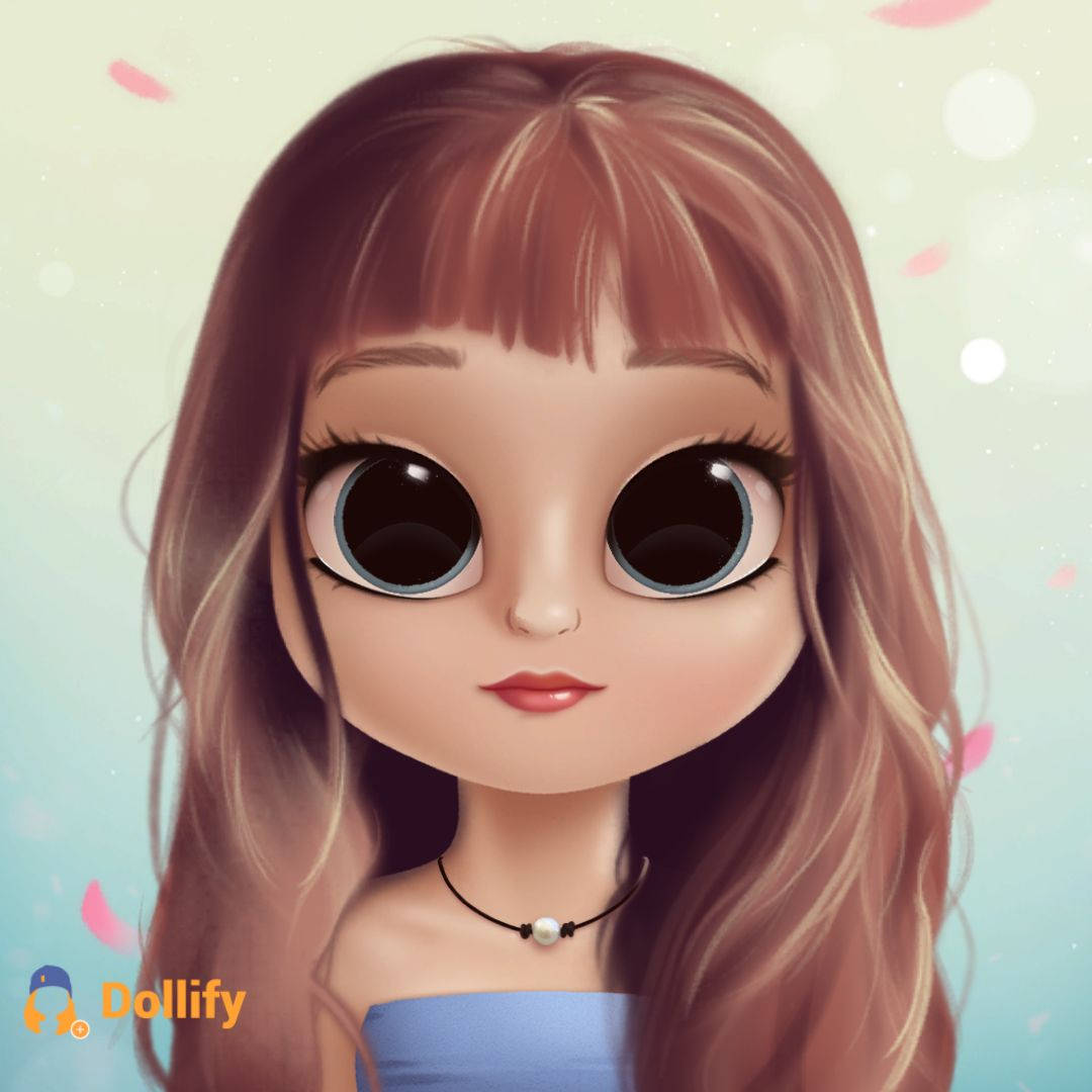 A Cartoon Girl With Big Eyes And Big Hair Background