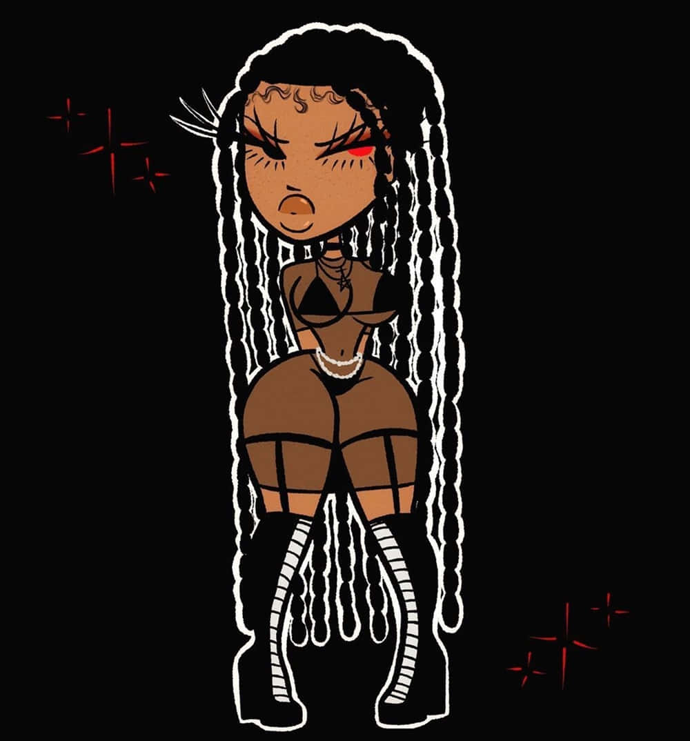 A Cartoon Girl With Dreadlocks And Boots