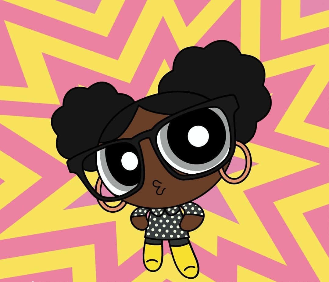 A Cartoon Girl With Glasses And A Pink Background Background