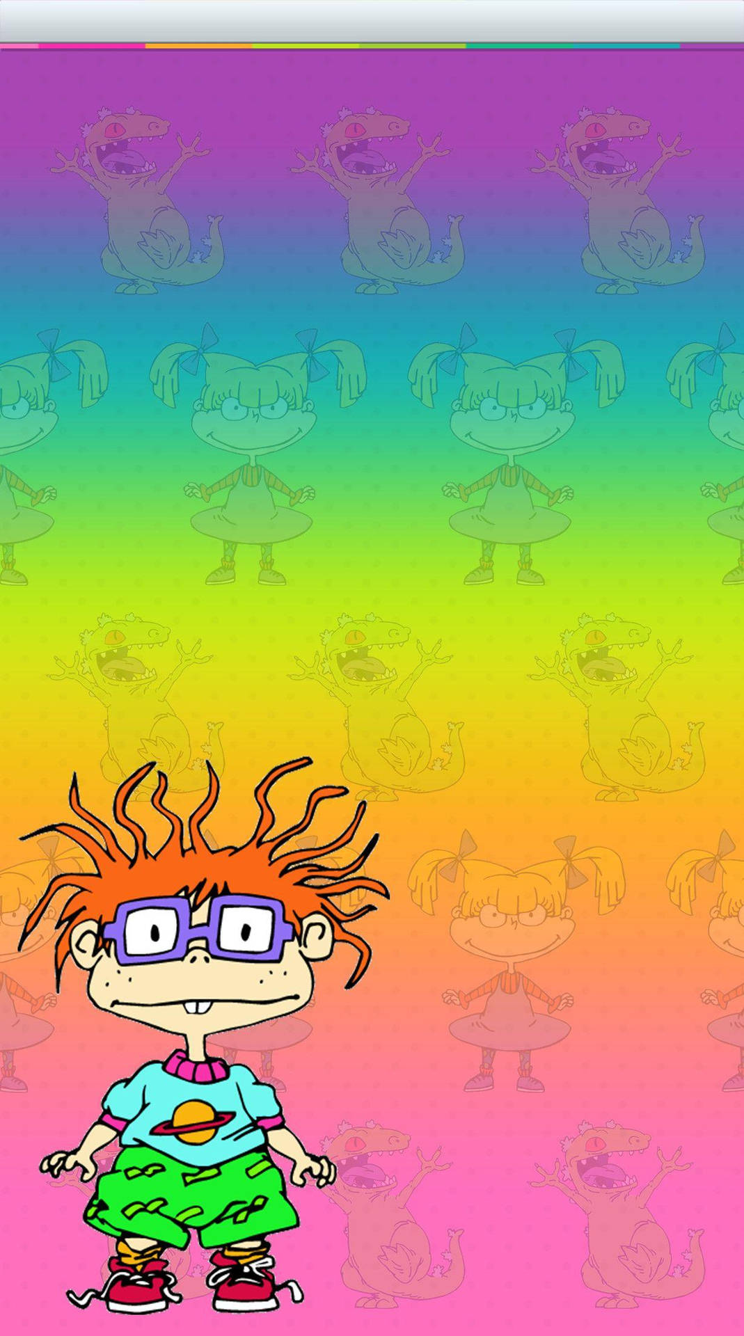 A Cartoon Girl With Glasses And A Rainbow Background