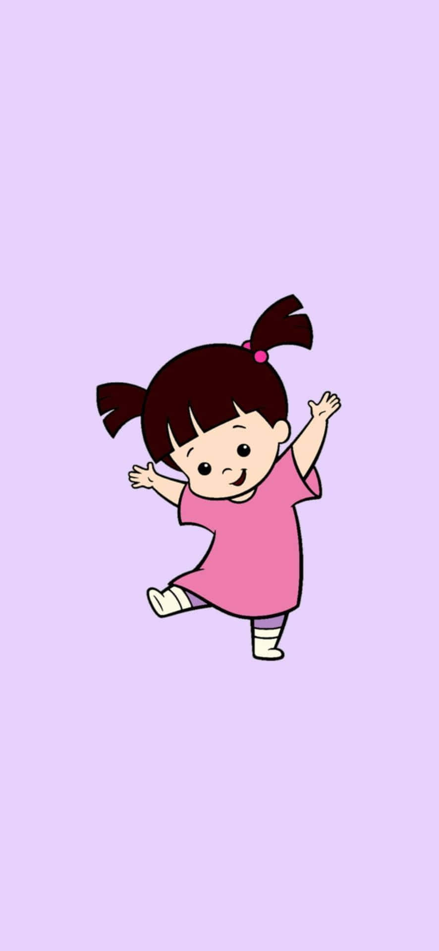 A Cartoon Girl With Her Arms Up In The Air Background