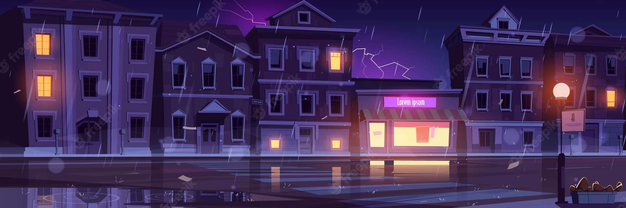 A Cartoon Illustration Of A City At Night Background