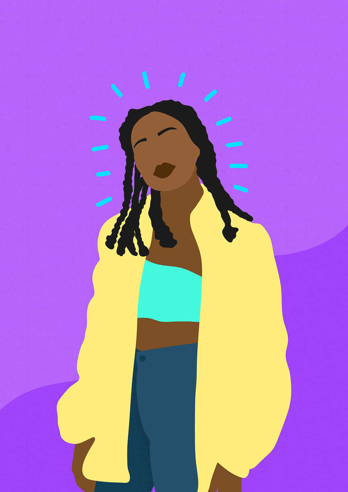 A Cartoon Illustration Of A Woman With Dreadlocks Background