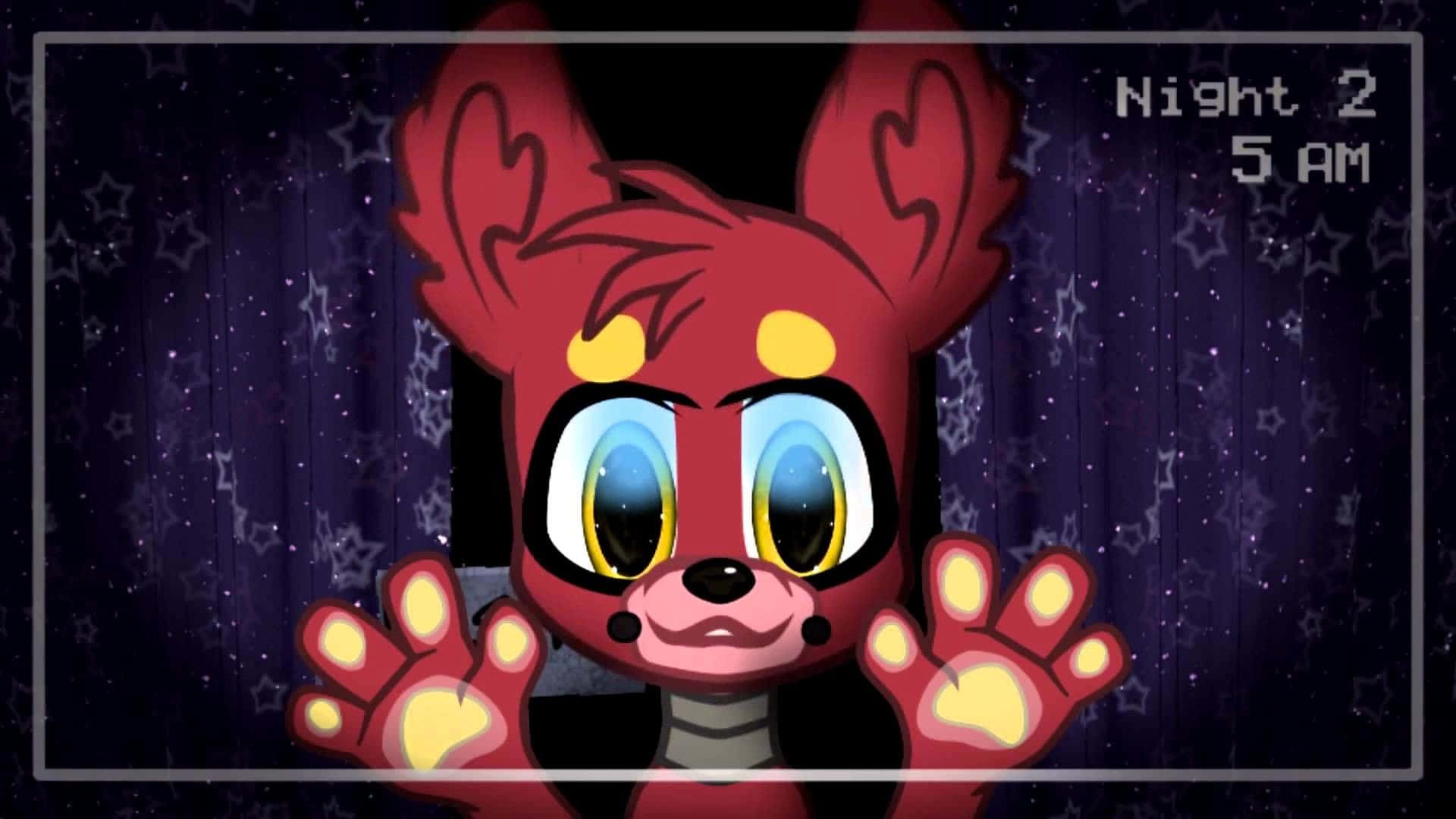 A Cartoon Image Of A Red Fox With A Paw Background