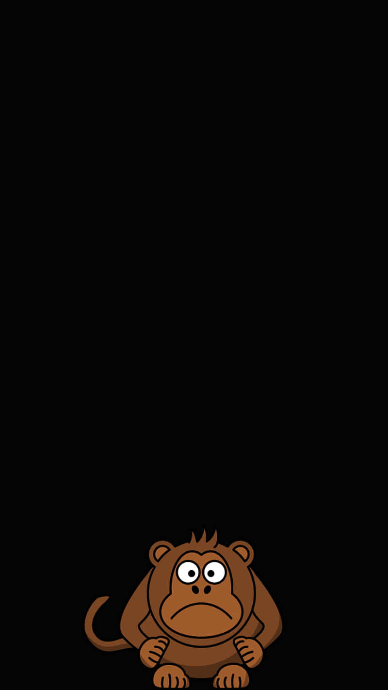 A Cartoon Monkey Sitting On A Black Background Background