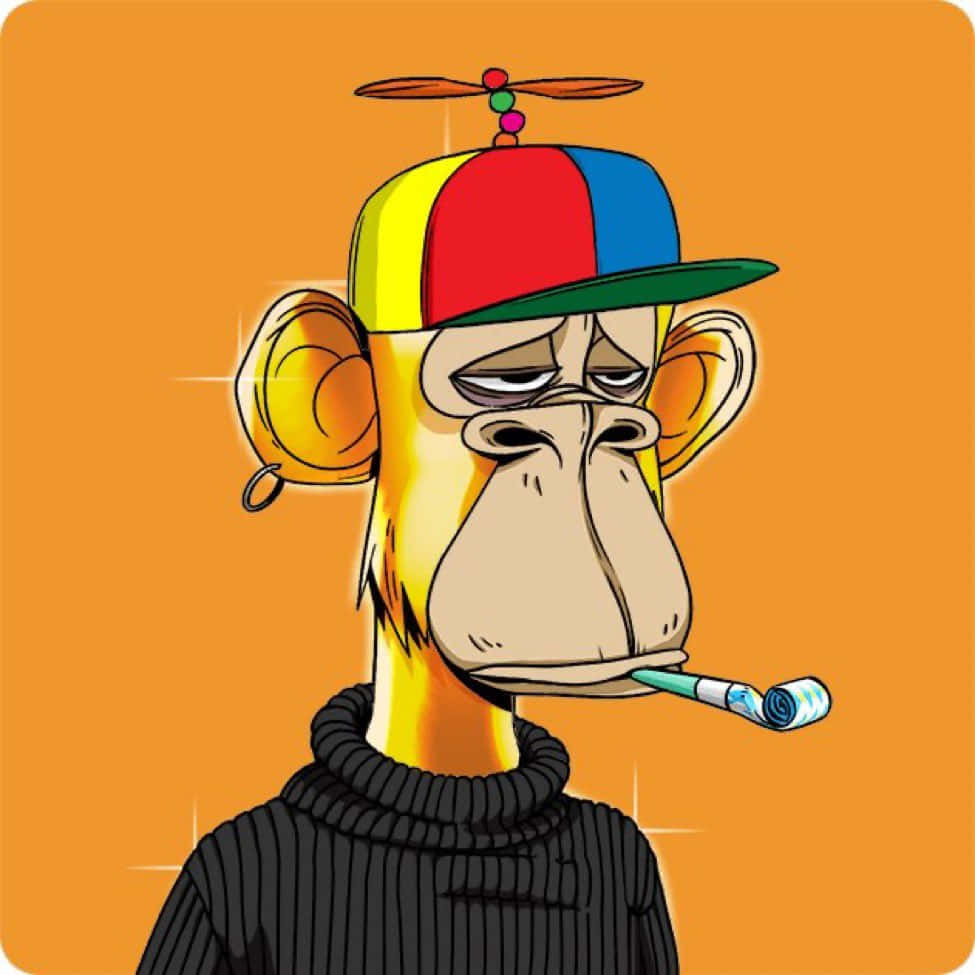 A Cartoon Monkey Smoking A Cigarette Background