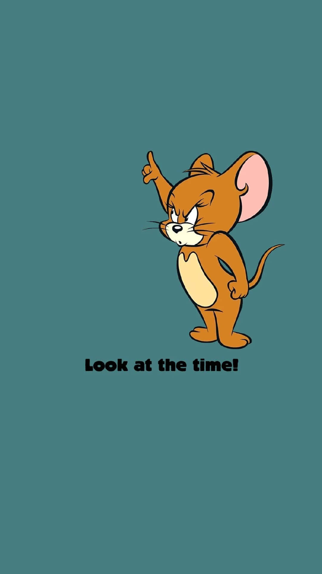 A Cartoon Mouse With The Words Look At The Time Background