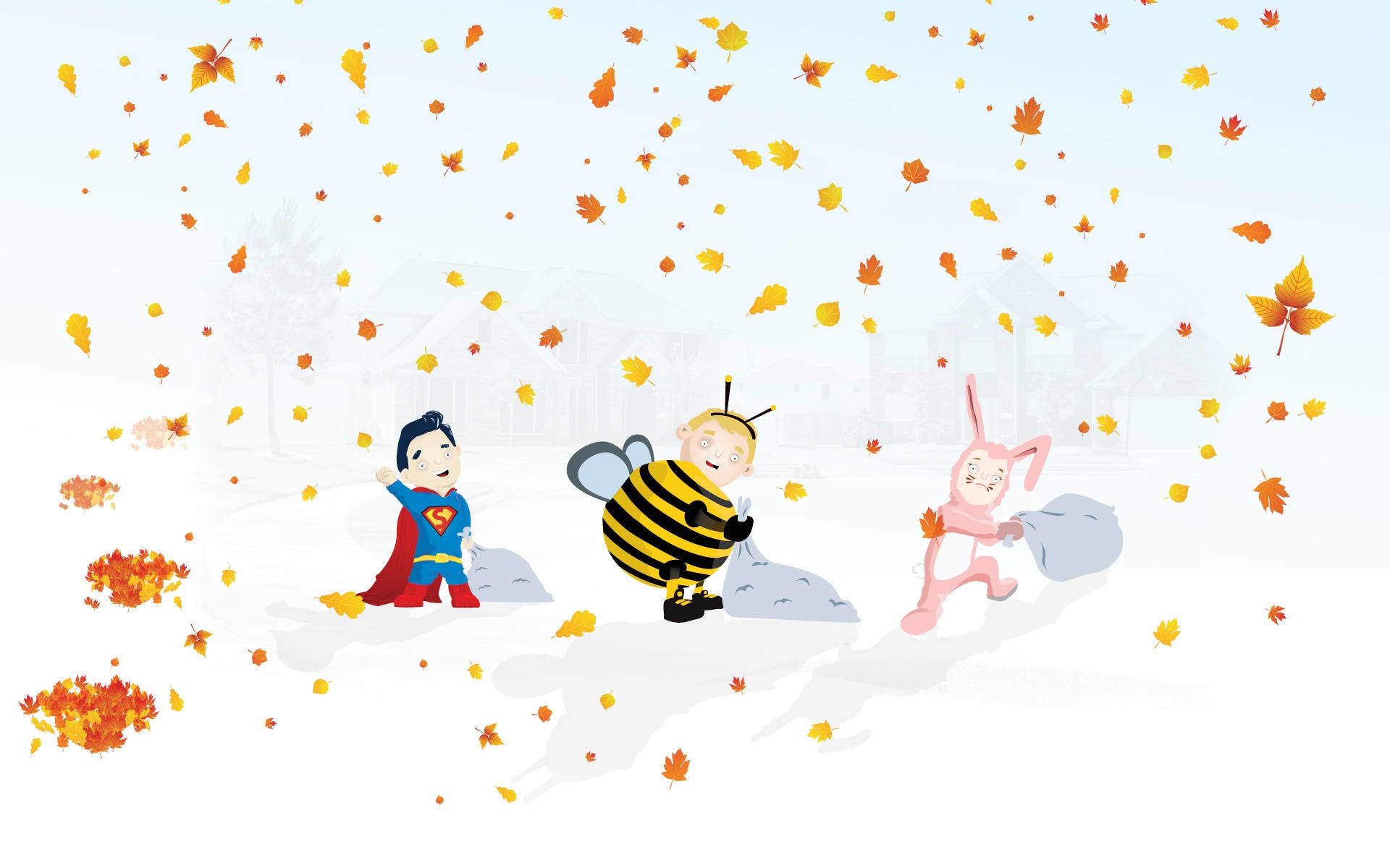 A Cartoon Of A Boy And Girl In A Bee Costume Background