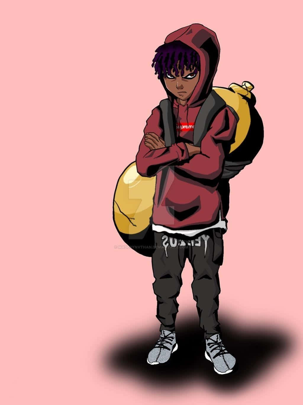 A Cartoon Of A Boy With A Backpack Background