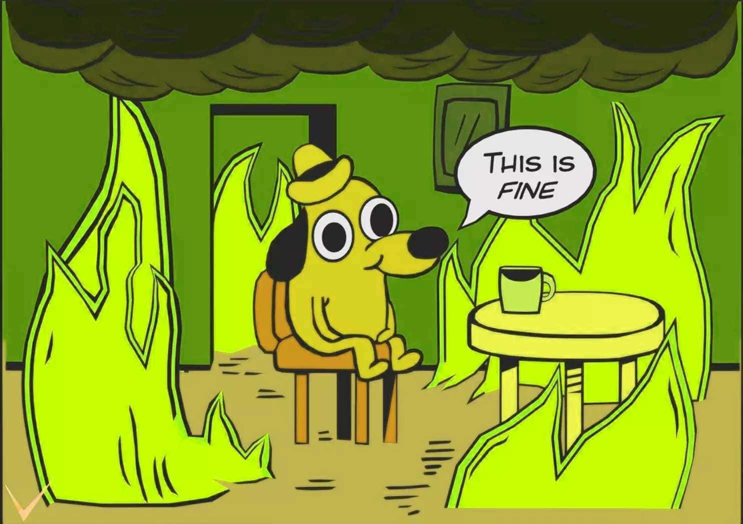A Cartoon Of A Dog Sitting In Front Of A Fire