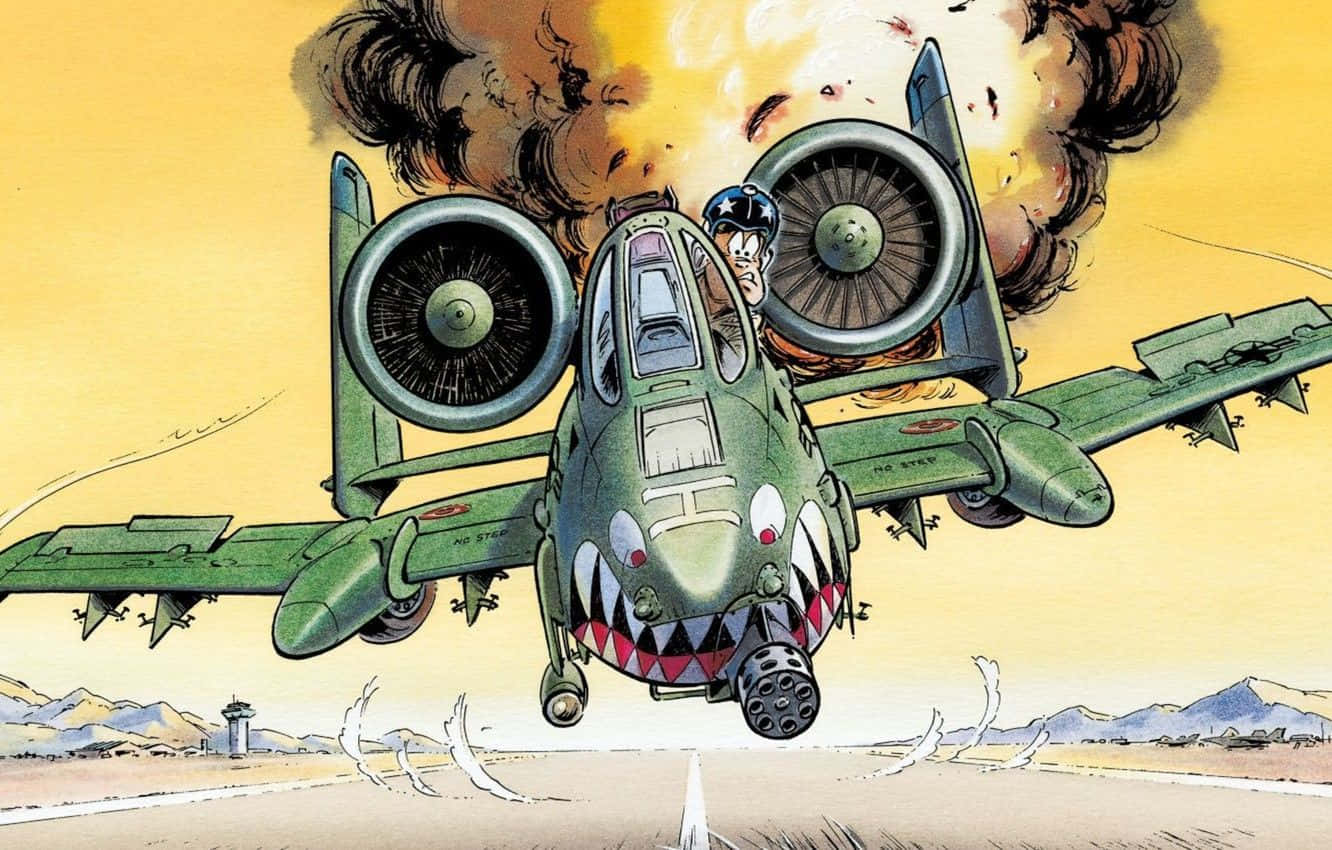 A Cartoon Of A Fighter Jet With A Mouth Background