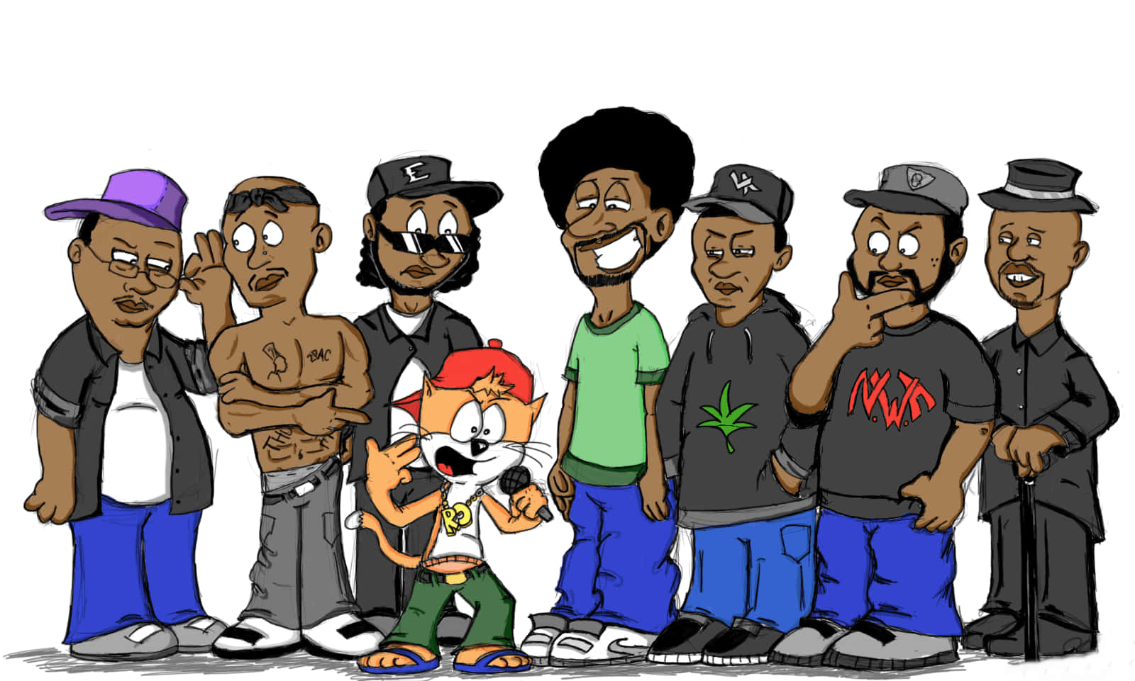 A Cartoon Of A Group Of People Standing Together Background