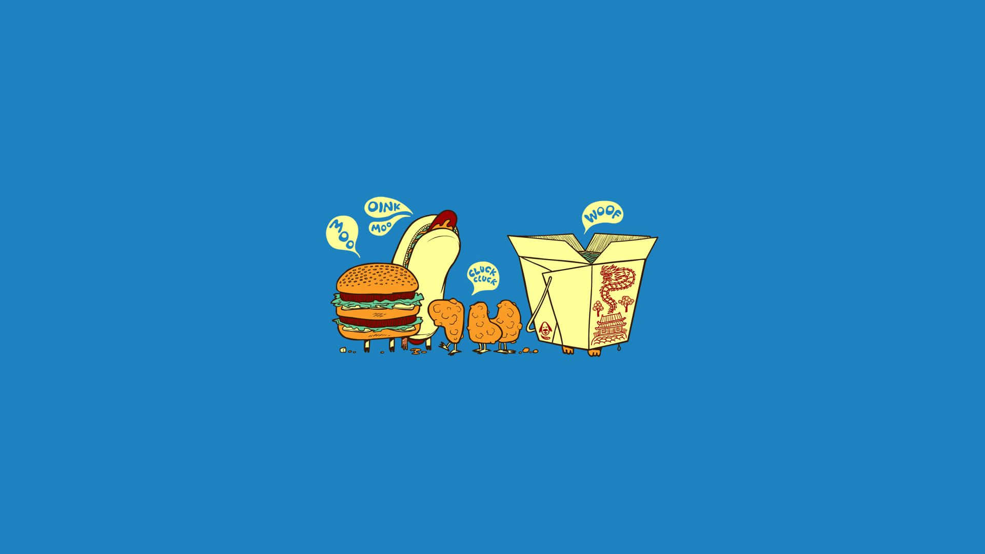 A Cartoon Of A Hamburger, Fries And A Soda Background