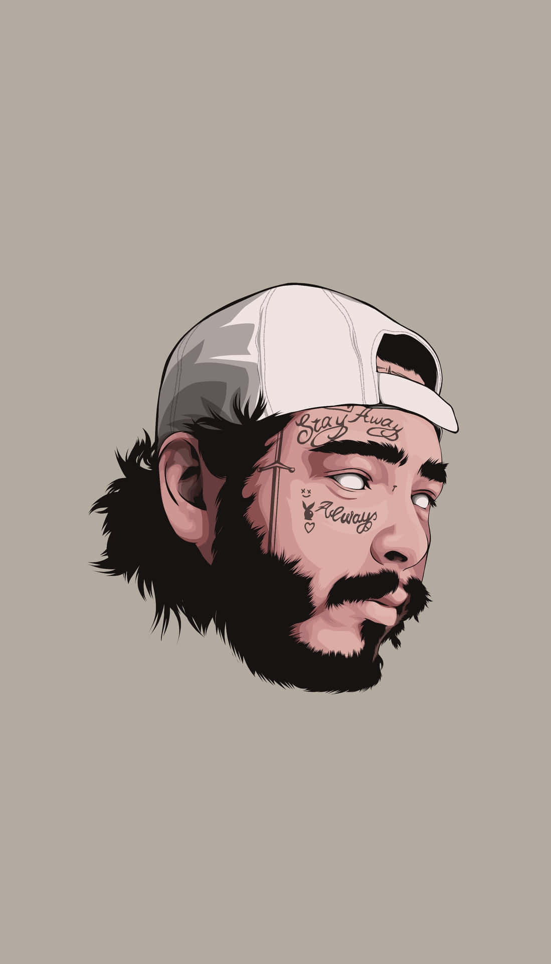 A Cartoon Of A Man With A Beard And Tattoos Background